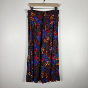 Pinnacle Maxi Skirt 12 Floral Paisley Button Front Colorful Indie Vintage USA